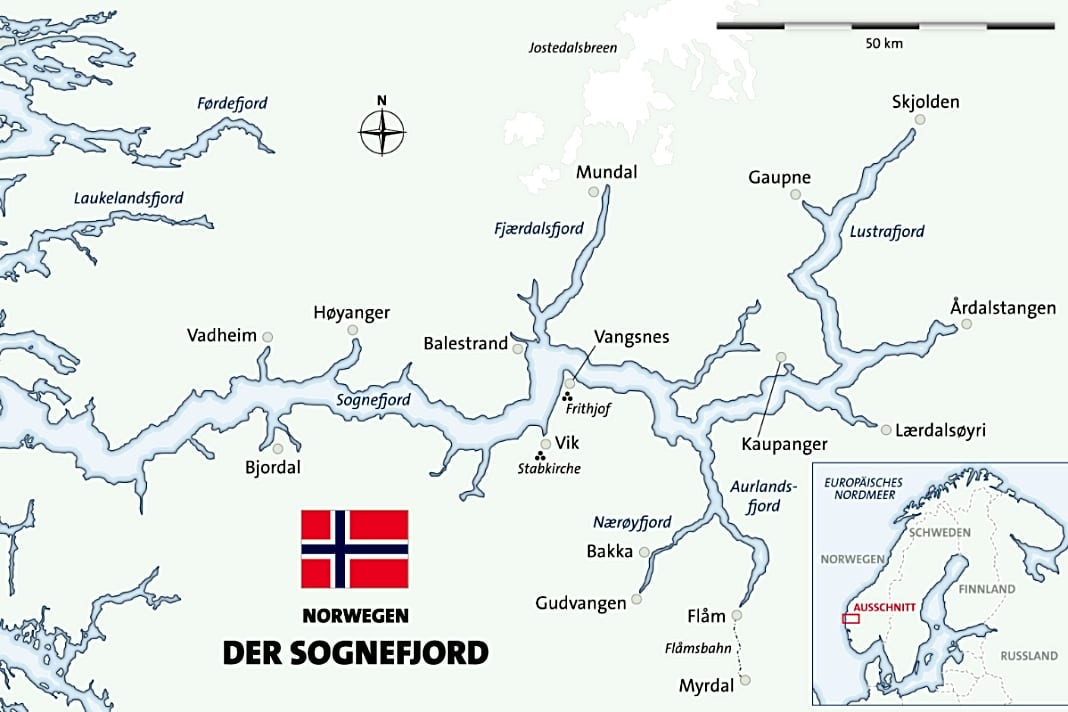 Sognefjord: Übersichtskarte
