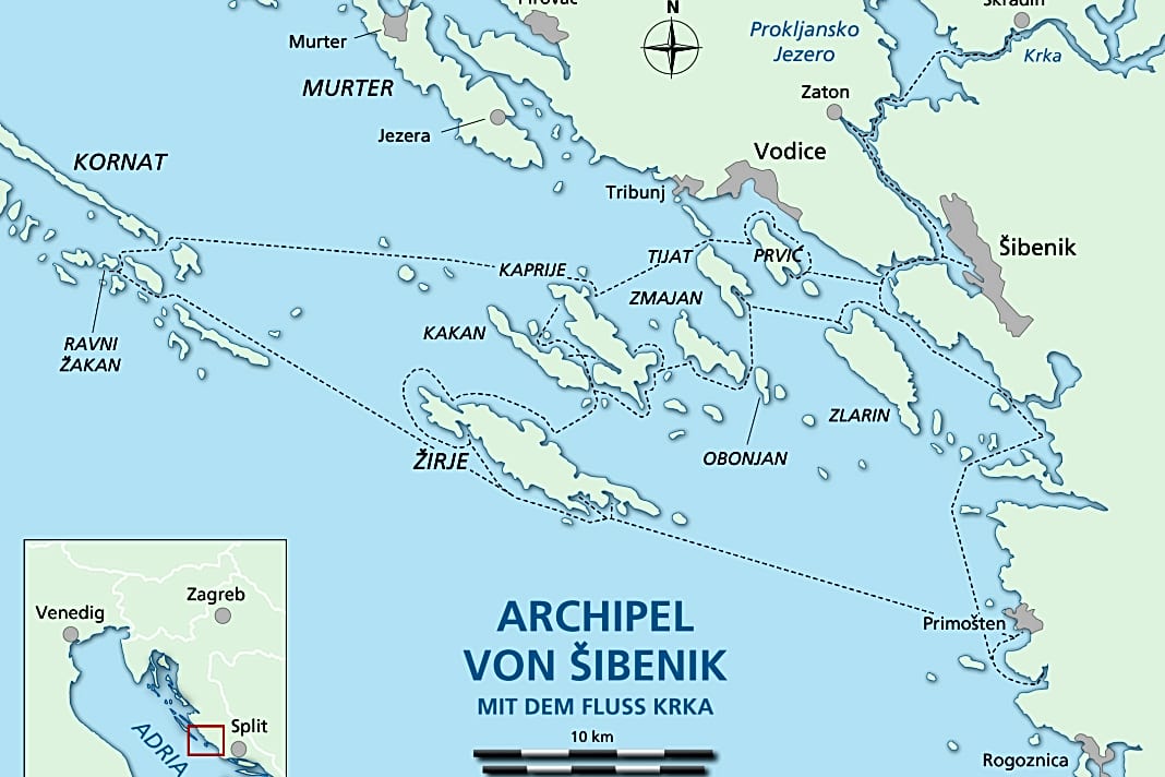 Karte des Archipels von Sibenik