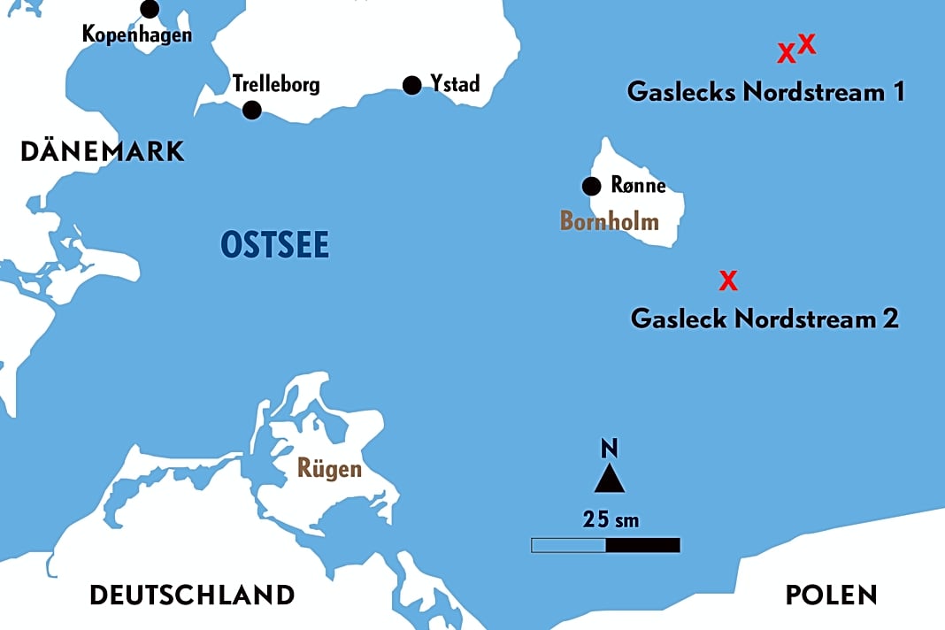 Karte mit den Gaslecks