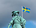 Stolzes Standbild König Gustav II. Adolfs auf dem gleichnamigen Platz im Zentrum Göteborgs