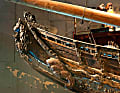 Satte neun Meter misst der Bugspriet. Die “Vasa” wurde mit mehr als 1.000 Stämmen  Eiche aus Schweden und Polen gebaut