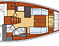 Oceanis 35.1: Hier die Version mit L-Pantry, zweitem Sofa und großem Bad