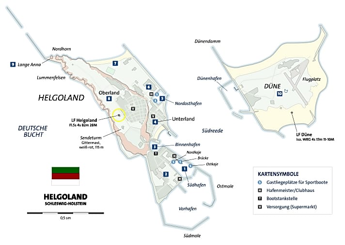   Übersichtkarte von Helgoland und Düne.