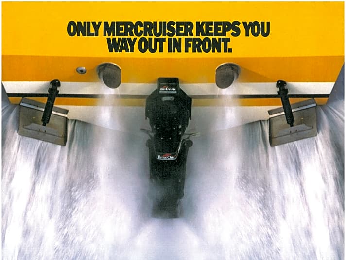   „Nur mit MerCruiser bleiben Sie ganz weit vorne“: Prospekt des Motoren- und Antriebsherstellers aus dem Jahr 1988.