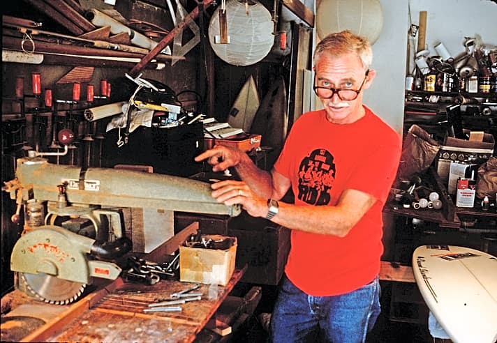 Jim Drake in seiner Werkstatt - ein begnadeter Tüftler und ErfinderFoto: Uli Stanciu/Surf Magazin