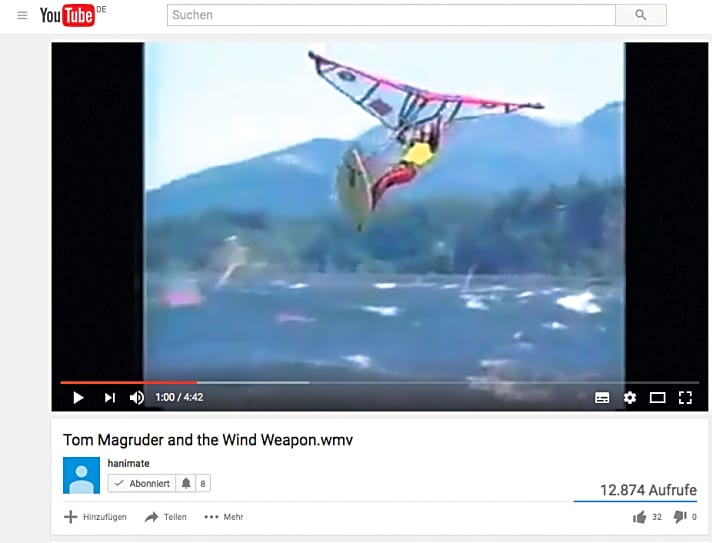   Tom Magruder mit seiner Wind Weapon am Columbia River 