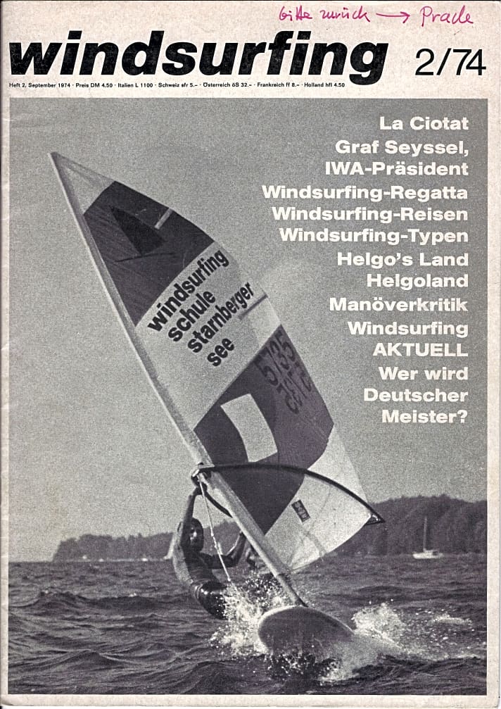   Als Grafiker brachte sich Ernstfried auch selber auf den Titel des Windsurfing Magazins.