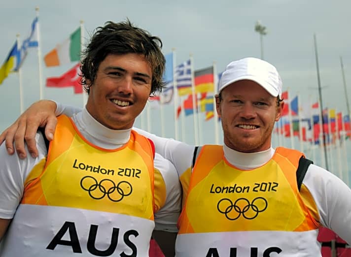   Holten das zweite Gold für Australien nach Lasersegler Tom Slingsby: Nathan Outteridge (r.) und Iain Jensen