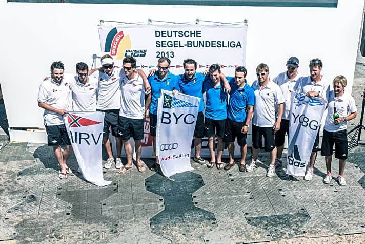   Beim zweiten Bundesliga-Gipfel aufs Podest gesegelt: Sieger BYC, NRV (2.) und YCBG (3.)
