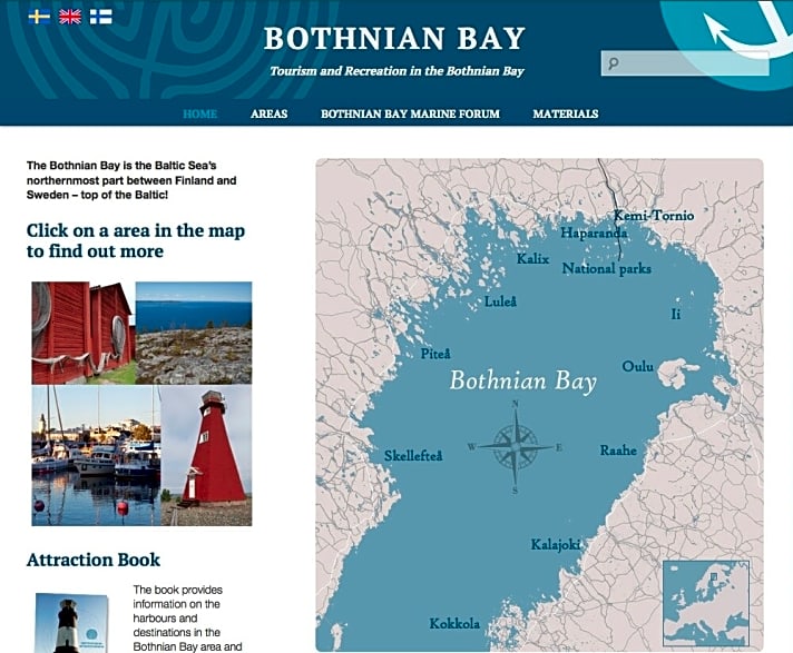   Die neuen Website liefert Informationen über die schwedische und finnische Küste der Bottenvik