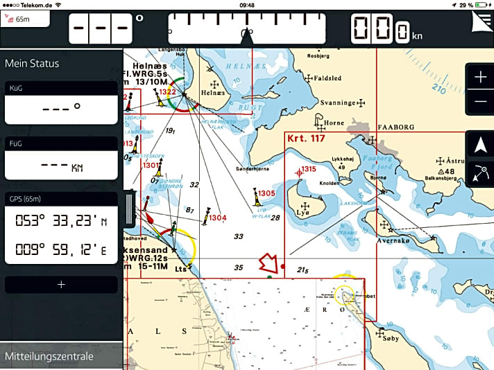   Karte und die wichtigsten Bootsdaten auf einen Blick