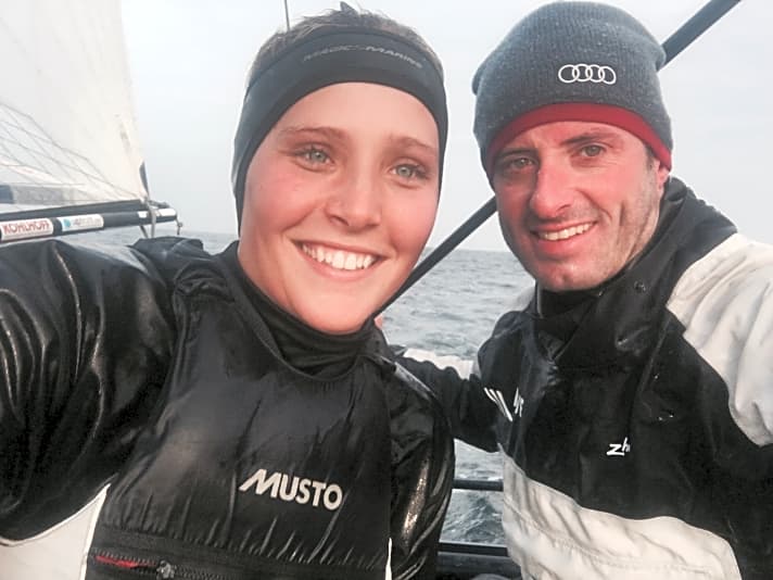   Schnappschuss vom ersten gemeinsamen Segeleinsatz: Carolina Werner und Johannes Polgar