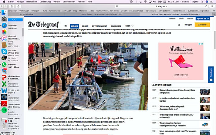   So berichtete die führende niederländische Tageszeitung "De Telegraaf" vom Unfall