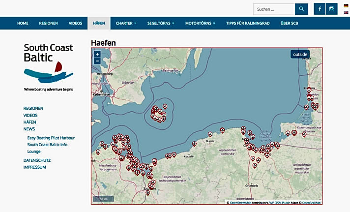   Online-Hafenführer von South Baltic Coast für die Ostseeküste von Ribnitz-Damgarten bis Klaipeda