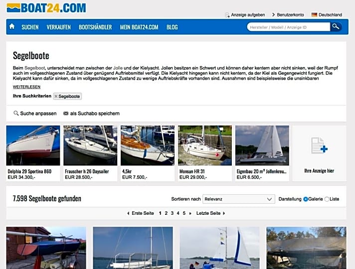   Angebote auf der Internet-Plattform boat24.com