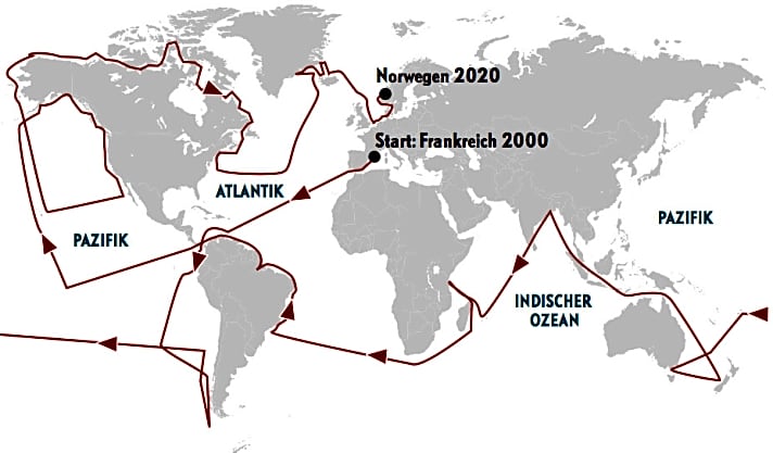   Die Route der "Pachamama" bis Frühjahr 2020