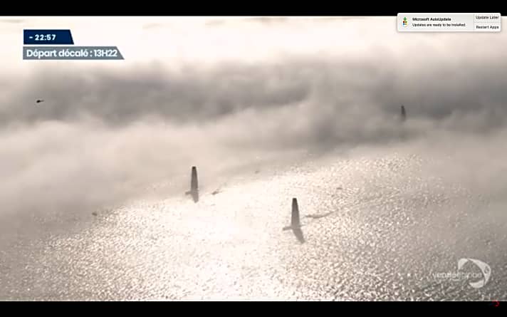   Nebelbänke sorgten am Starttag für eine 20-minütige Startverschiebung von 13.02 auf 13.22 Uhr