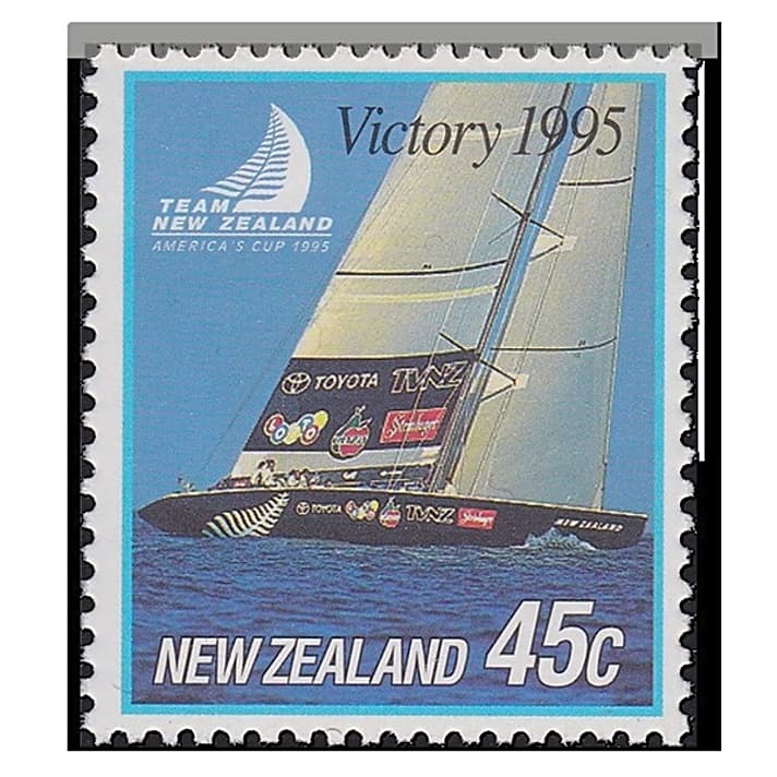   Sieger-Briefmarke in Erinnerung an den Kiwi-Coup 1995