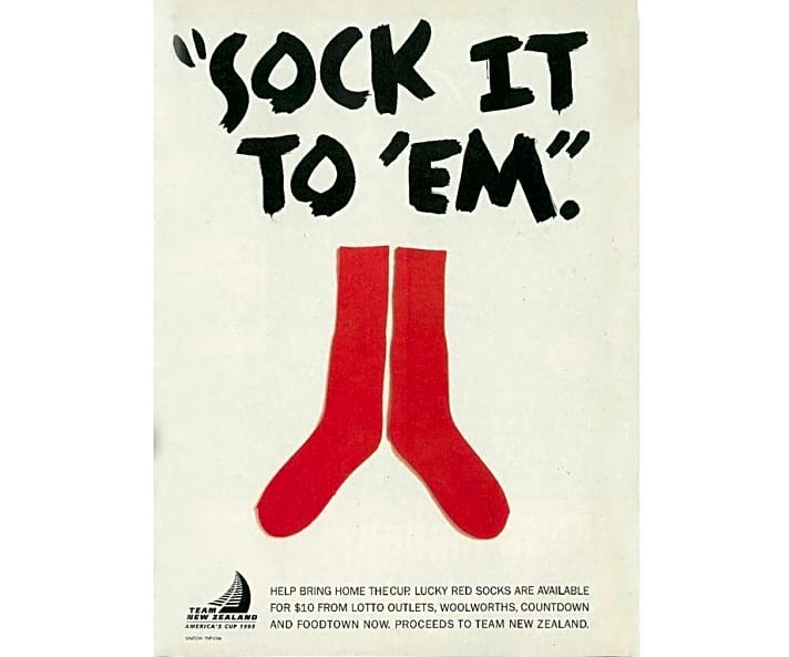   Eine der Rote-Socken-Kampagnen von Team New Zealand