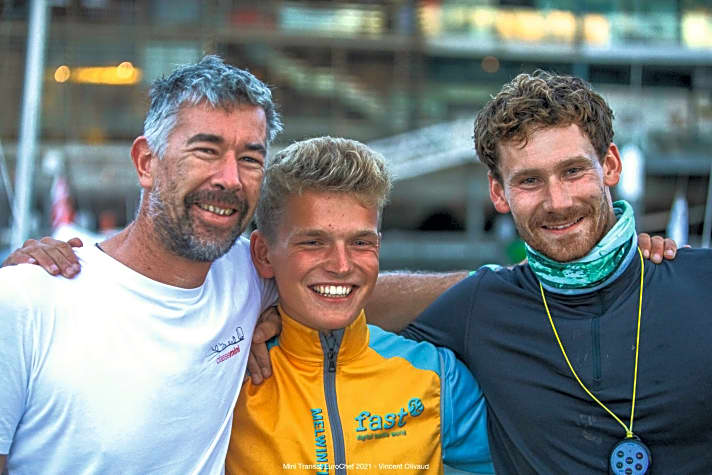   Erfolgreiches Trio in der Serienbootwertung aus Deutschland und Österreich (v. l.): Christian Kargl (Platz 2), Melwin Fink (Platz 1) und Lennart Burke (Platz 10)