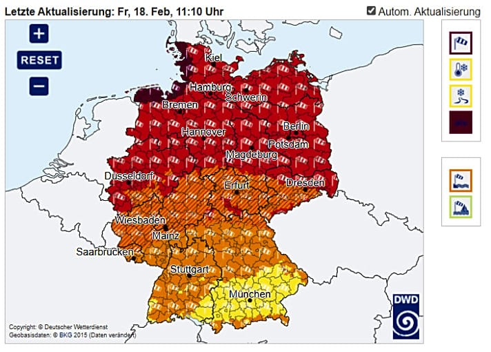   Der Deutsche Wetterdienst sagt extrem schweres Unwetter für Norddeutschland voraus
