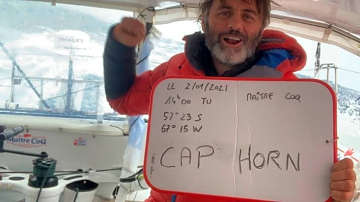   Erster Kap Hoornier bei der neunten Auflage der Vendée Globe: der spätere Sieger und "Maître Coq"-Skipper Yannick Bestaven