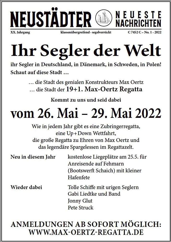   Das Plakat zur diesjährigen Max-Oertz-Regatta