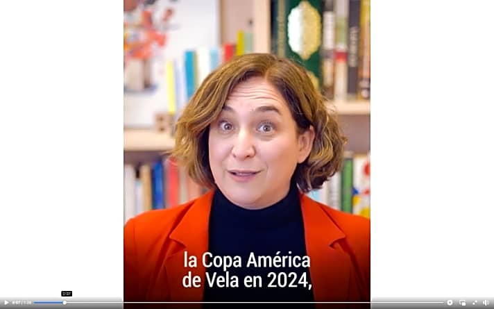   Barcelonas Bürgermeisterin Ada Colau verkündet die Vergabe der Austragungsrechte für den 37. America's Cup auf ihrer Facebook-Seite
