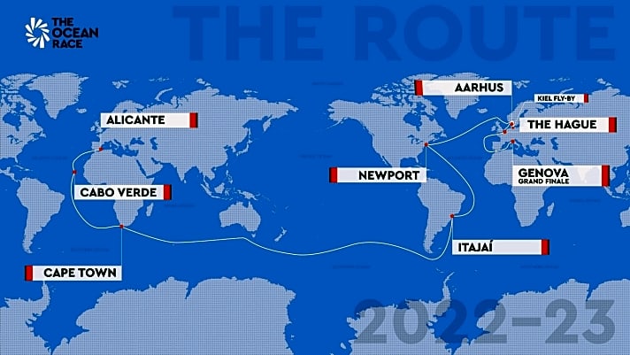   Die Route und ihre Zwischenstopp-Häfen für die 14. Edition des Ocean Race