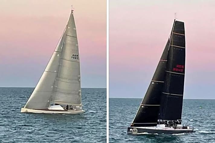   Die beiden ersten Boote im Ziel der ersten beendeten Wettfahrt dieser Nordseewoche: Steffen Müllers Brenta 60 "Almost Nothing" und Michael Berghorns "Halbtrocken 4.5"