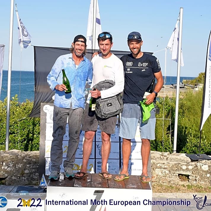   Das EM-Podium 2022 mit dem britischen Sieger Dylan Fletcher, dem Amerikaner Brad Funk (links) und Bronze-Gewinner Philipp Buhl