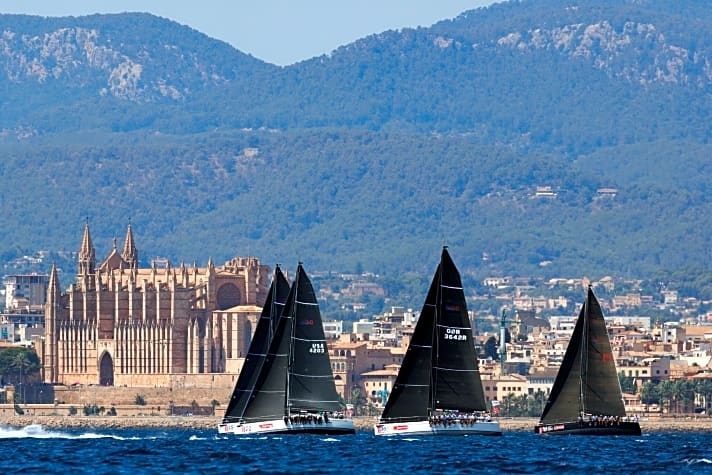   Typisch Copa del Rey: Die Rennen finden vor der imposanten Kulisse des Königspalastes in Palma de Mallorca statt