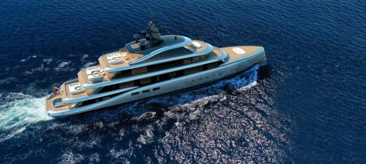 In Fahrt: Die Niederländer von Azure Yacht Design arbeiteten am Exterior mit und berechneten den Rumpf. Dieselektrisch soll es mit gut 15 Knoten voran gehen. | n.