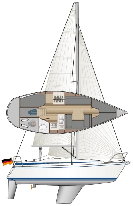 Riss der Bavaria 890 | Zeichnung: YACHT/N. Campe