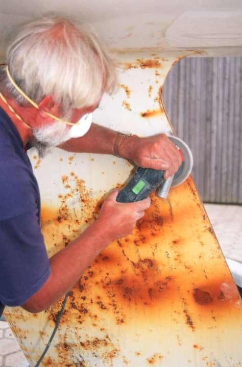 Rust can only be removed superficially with the random orbital sander