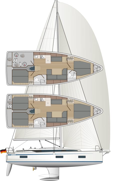 Two or three cabins and one or two bathrooms are possible