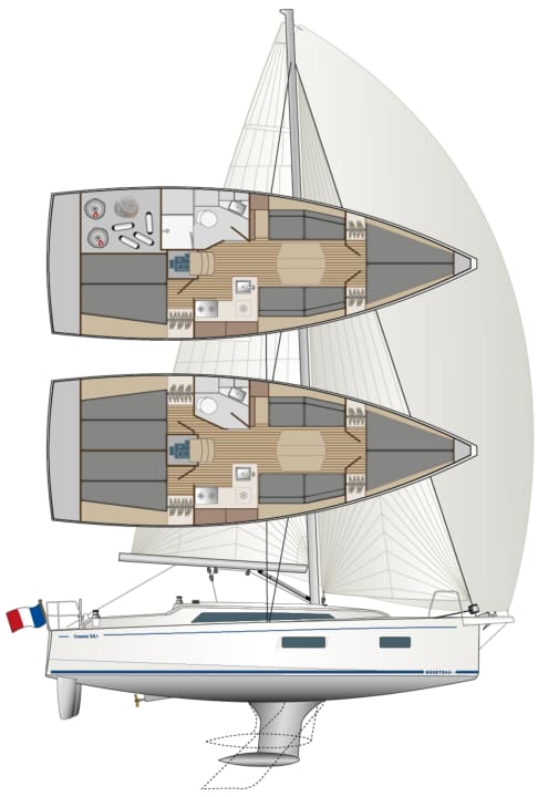 Variabilité maximale : deux configurations de cabine, trois quilles, deux gréements différents - aucun autre bateau de dix mètres n'offre autant de possibilités.