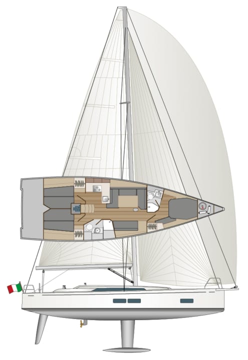 Für mehr Leistung: schlanke und tiefe Rumpfanhänge, hohes Rigg. Das Layout unter Deck bleibt ohne Alternativen | Zeichnung: YACHT/N. Campe