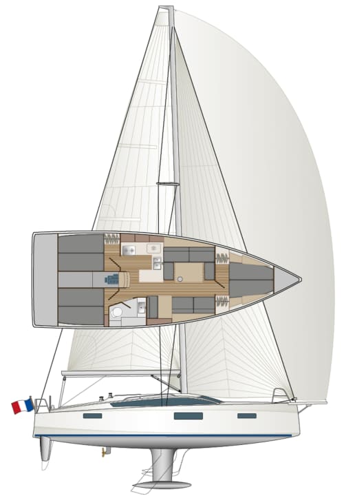 Typical RM: creases in the hull, cabin superstructure with large windows and three different keel variants | Drawing: YACHT/N. Campe