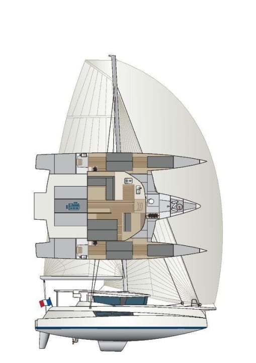   Risszeichnung des Trimarans Neel 47
