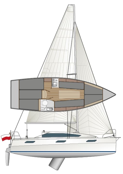 The aft compartment on the port side can optionally be partitioned off, but then the galley in front becomes even smaller | Drawing: YACHT/N.Campe