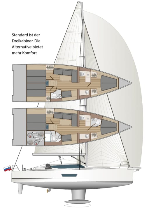 Fissure de l'Elan GT5 | dessin : YACHT/N. Campe