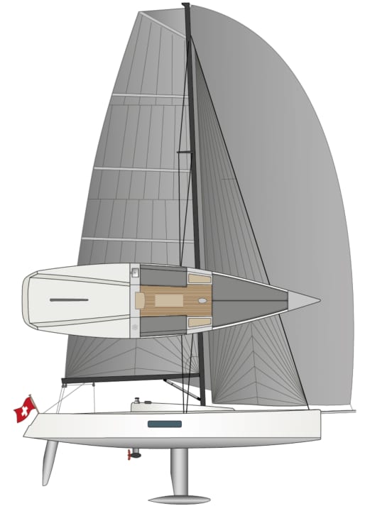 Schlanke Linien, tiefe Anhänge und ein hohes Rigg mit reichlich Kraft. Das passt speziell auf Seen und Binnenrevieren | Zeichnung: YACHT/N. Campe