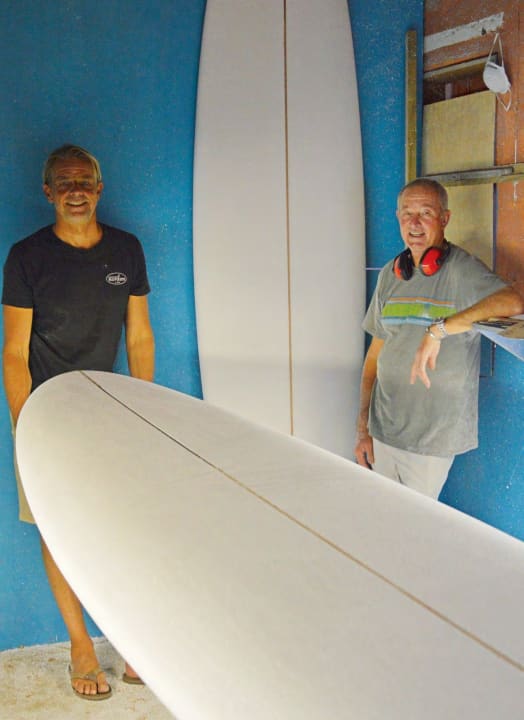 Shaper Glen D'Arcy is on hand for waveboards.