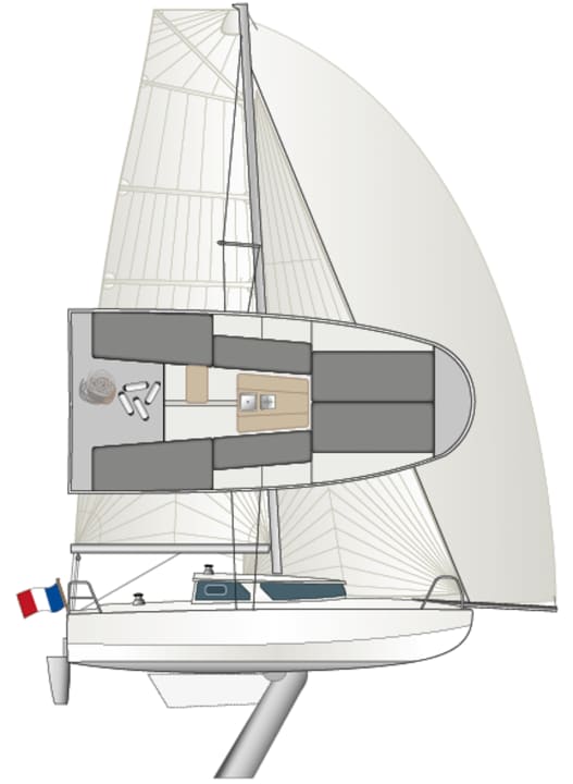Compressed. Lots of boat in pocket size and plenty of space for the family to live below deck | Drawing: YACHT/N. Campe