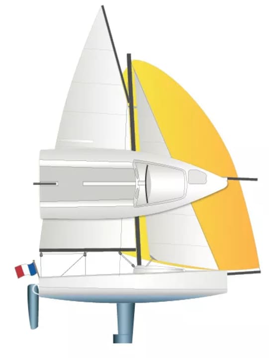 The gaff rig is simple in design but effective. Also available with a high rig on request The gennaker is set from a channel in the foredeck. This is effortless.