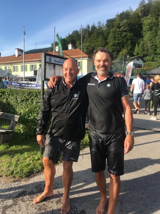  Après le bain des champions du monde : Markus Wieser et Thomas Auracher