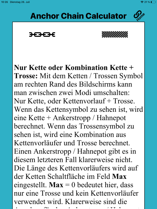 Seamanship Anchor Chain Calculator calculate the optimum chain length