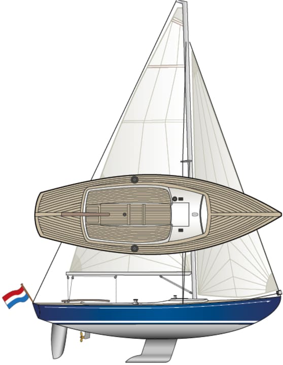 Une apparence craquante. L'étrave en cuillère prononcée et la poupe positive caractérisent son apparence. La surface de voile est assez petite