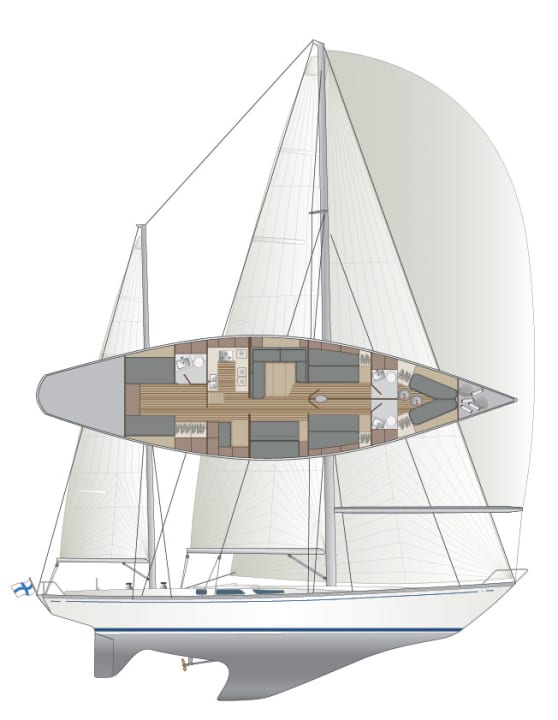 For comparison: The Swan 65 from 1973